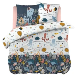Copripiumino e una federa bambino cotone (240 cm) Octopia Multicolore