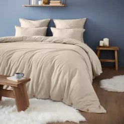 Copripiumino flanella di cotone (280 x 240 cm) Nina Beige