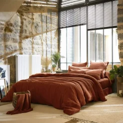 Copripiumino garza di cotone (260 x 240 cm) Gaïa Terracotta