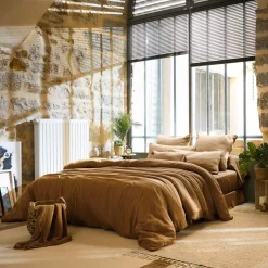 Copripiumino garza di cotone (200 x 200 cm) Gaïa Camel