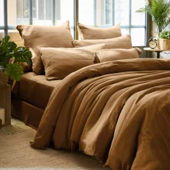 Copripiumino garza di cotone (200 x 200 cm) Gaïa Camel
