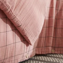 Copripiumino garza di cotone (240 x 220 cm) Gaïa Match Rosa pesca