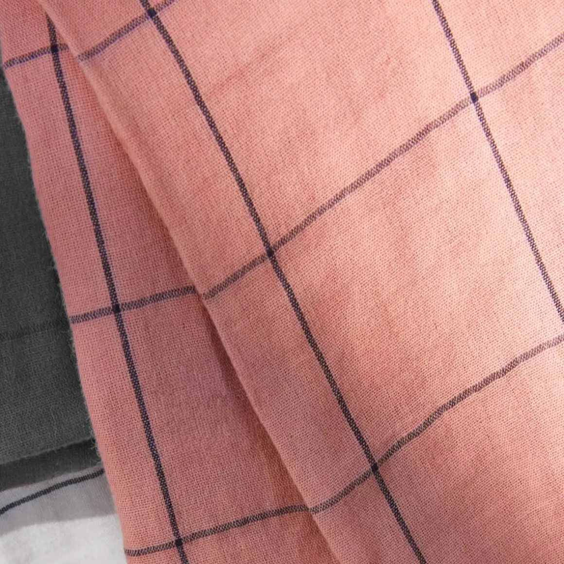 Copripiumino garza di cotone (240 x 220 cm) Gaïa Match Rosa pesca
