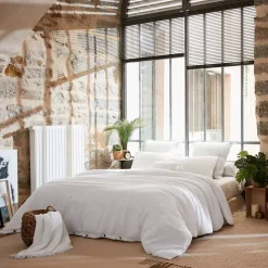 Copripiumino garza di cotone (280 x 240 cm) Gaïa Bianco chantilly