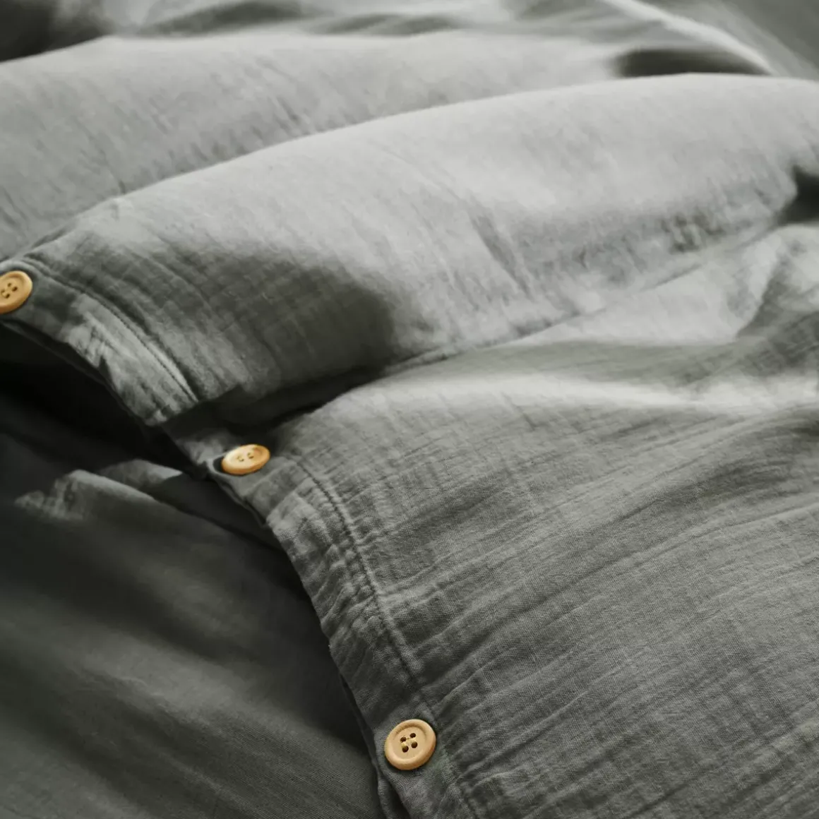 Copripiumino garza di cotone (140 x 200 cm) Gaïa Verde rosmarino