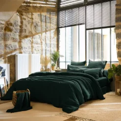 Copripiumino garza di cotone (200 x 200 cm) Gaïa Verde abete