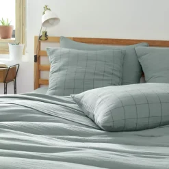 Copripiumino garza di cotone (260 x 240 cm) Gaïa Match Verde eucalipto