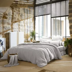 Copripiumino garza di cotone (280 x 240 cm) Gaïa Grigio nuvola