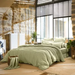 Copripiumino garza di cotone (280 x 240 cm) Gaïa Verde tiglio