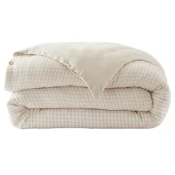 Copripiumino garza di cotone (280 x 240 cm) Gaïa vichy Beige