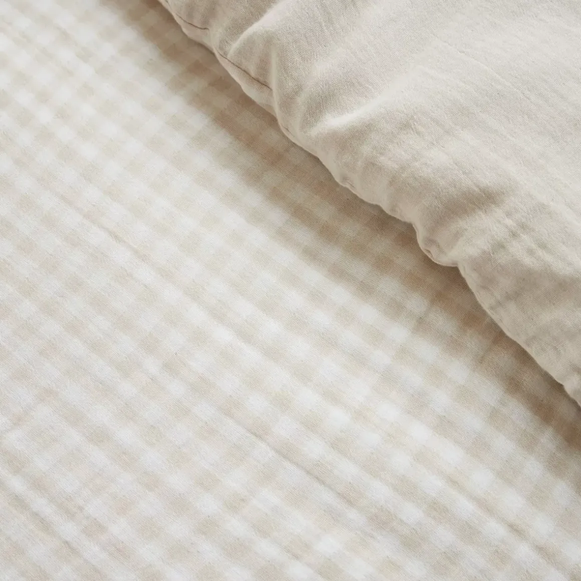 Copripiumino garza di cotone (280 x 240 cm) Gaïa vichy Beige