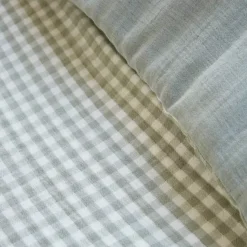 Copripiumino garza di cotone (280 x 240 cm) Gaïa vichy Verde eucalipto