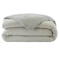 Copripiumino garza di cotone (280 x 240 cm) Gaïa vichy Verde eucalipto