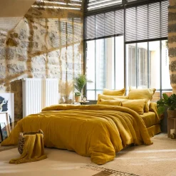 Copripiumino garza di cotone (200 x 200 cm) Gaïa Giallo zafferano