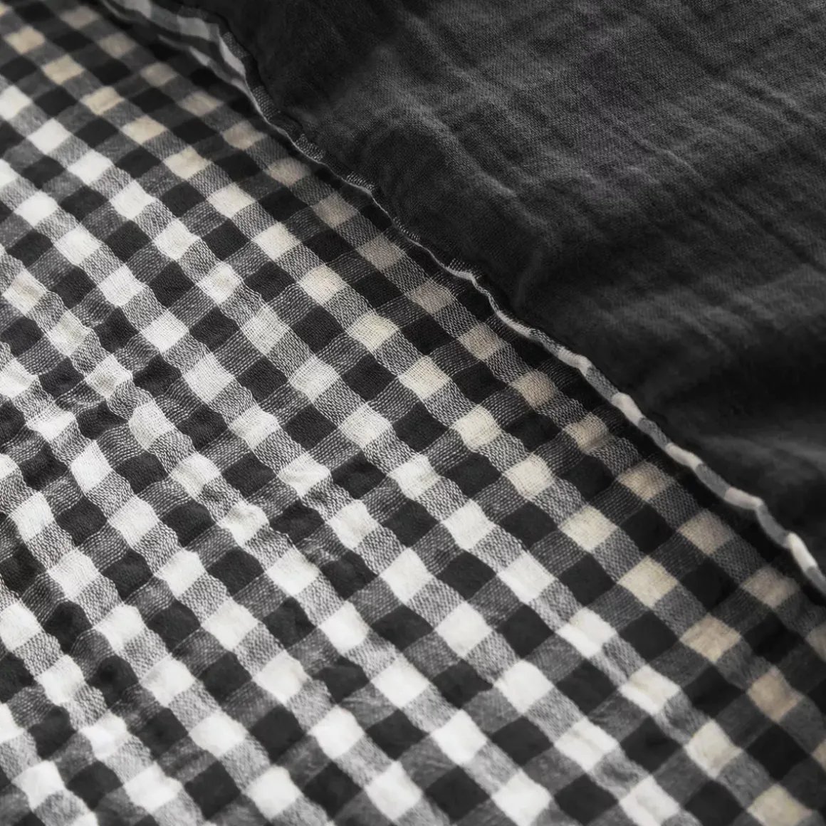 Copripiumino garza di cotone (240 x 220 cm) Gaïa vichy Nero