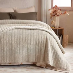 Copripiumino in cotone trapuntato (240 x 260 cm) Lena Beige sabbia