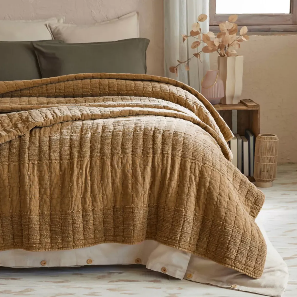 Copripiumino in cotone trapuntato (240 x 260 cm) Lena Camel
