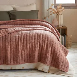 Copripiumino in cotone trapuntato (240 x 260 cm) Lena Terracotta