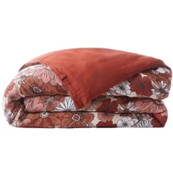 Copripiumino in garza di cotone (140 x 200 cm) Gaïa azalea Terracotta