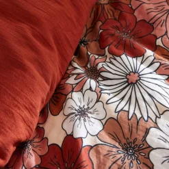 Copripiumino in garza di cotone (200 x 200 cm) Gaïa azalea Terracotta
