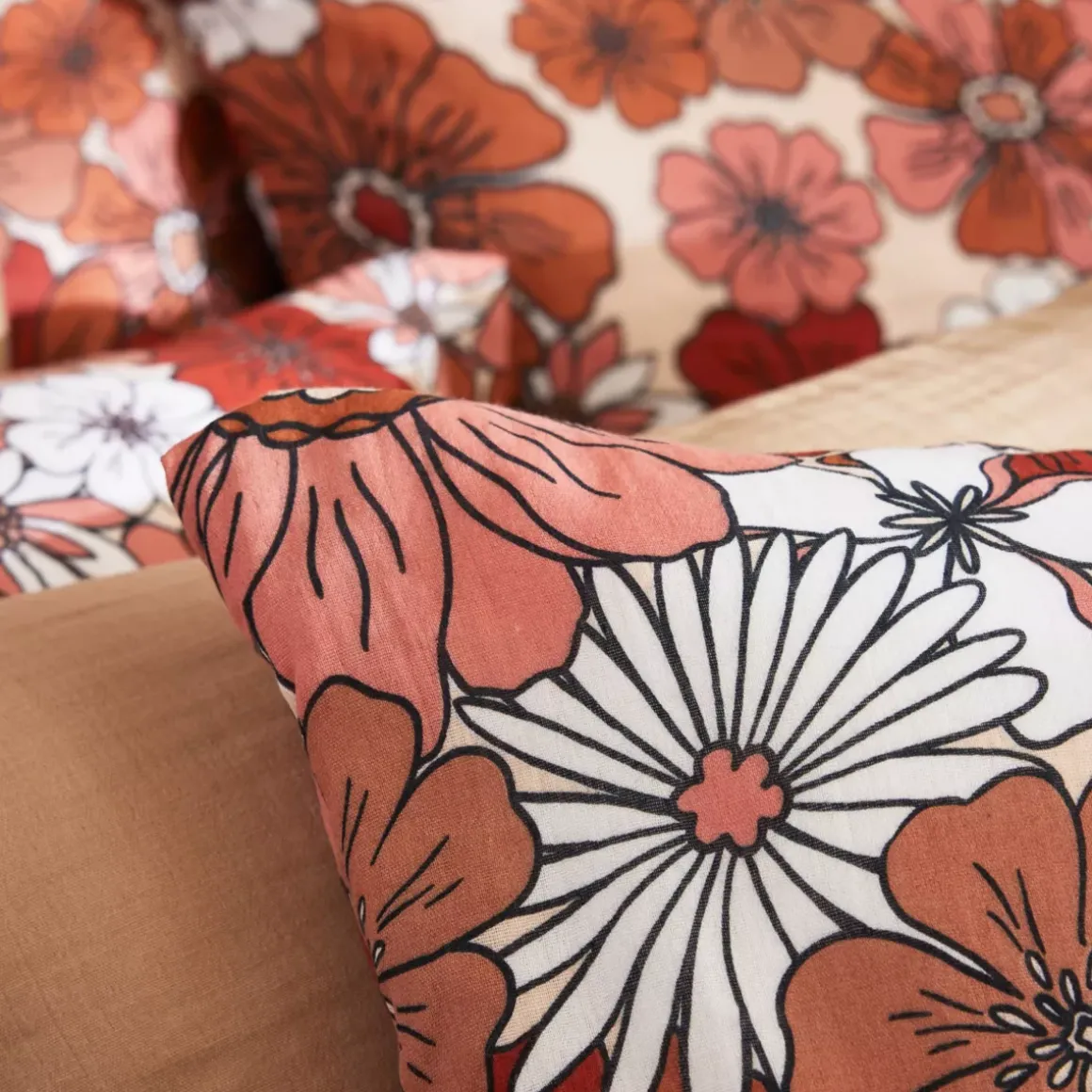 Copripiumino in garza di cotone (260 x 240 cm) Gaïa azalea Terracotta