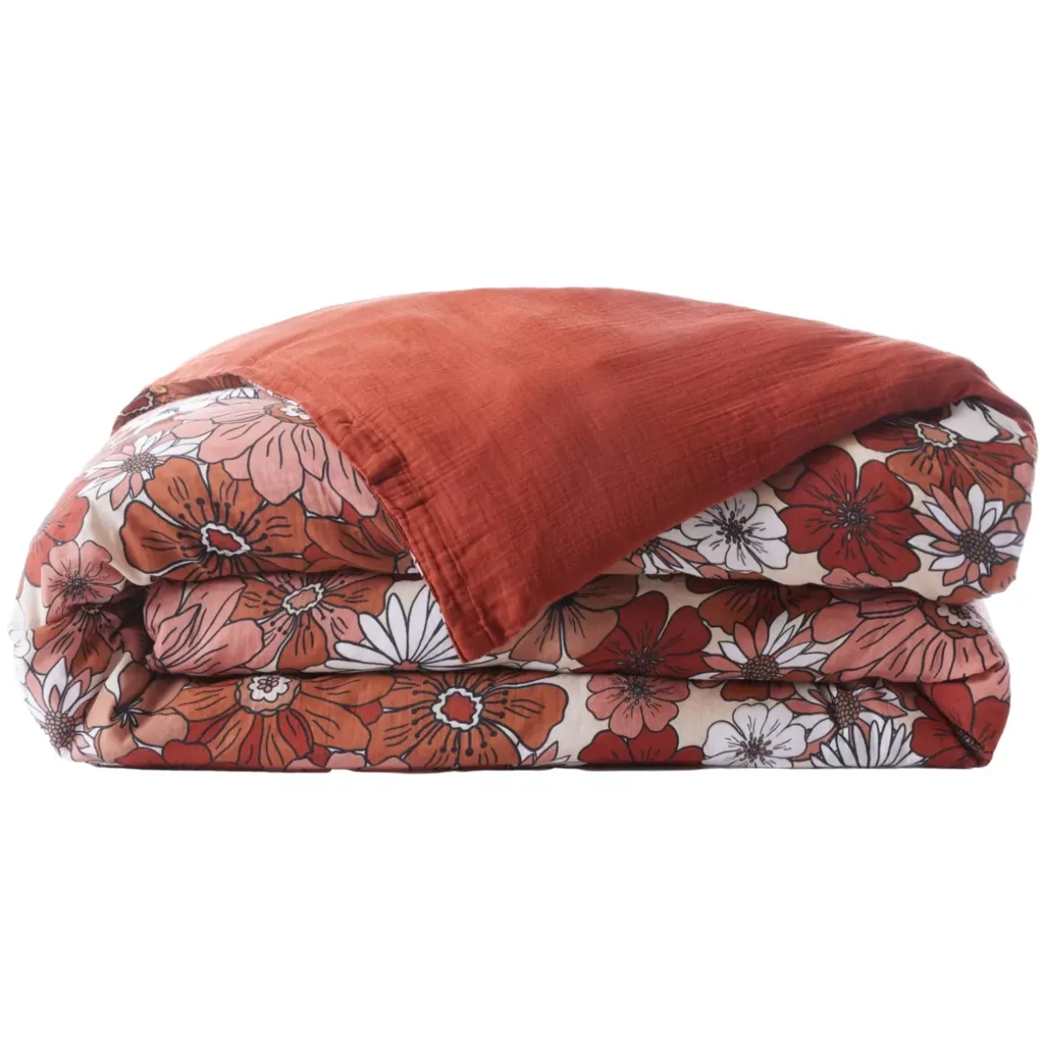 Copripiumino in garza di cotone (260 x 240 cm) Gaïa azalea Terracotta