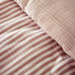 Copripiumino in garza di cotone (260 x 240 cm) Gaïa righe Albicocca