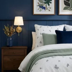 Copripiumino in garza di cotone reversibile (140 x 200 cm) Gaïa iris Blu
