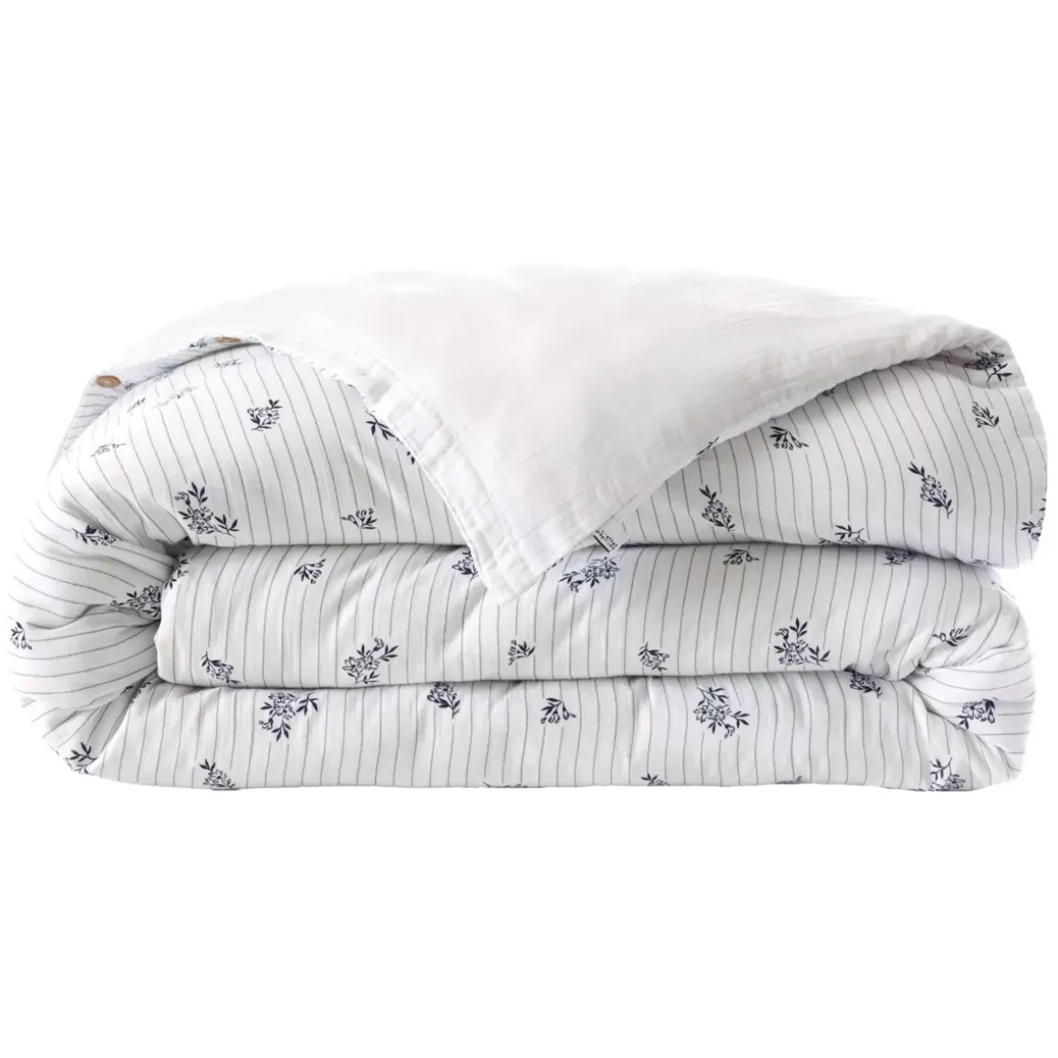 Copripiumino in garza di cotone reversibile (260 x 240 cm) Gaïa iris Blu