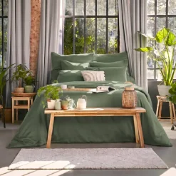 Copripiumino in lyocell Tencel™ lavato (240 x 220 cm) Olivia Verde rosmarino