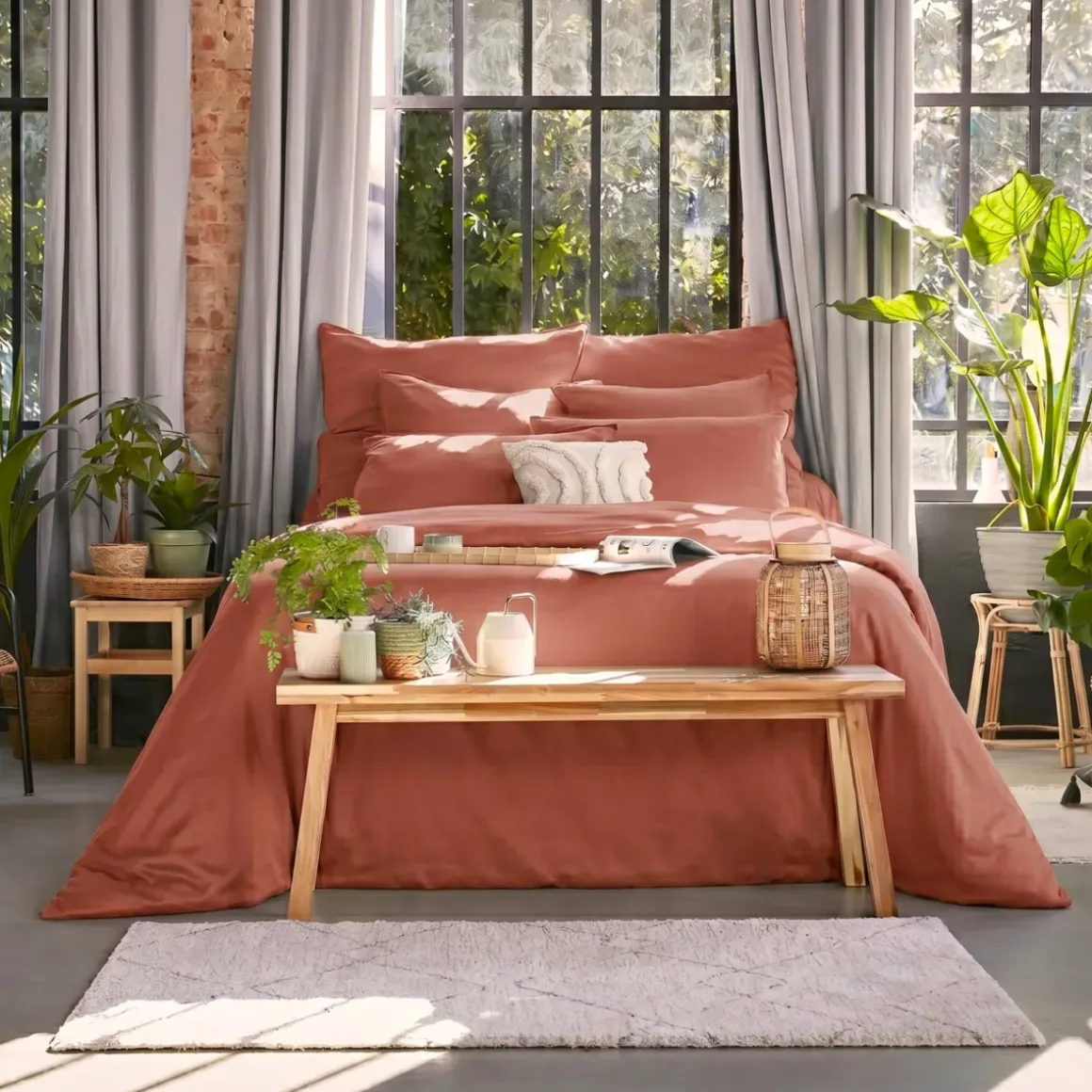 Copripiumino in lyocell Tencel™ lavato (140 x 200 cm) Olivia Terracotta