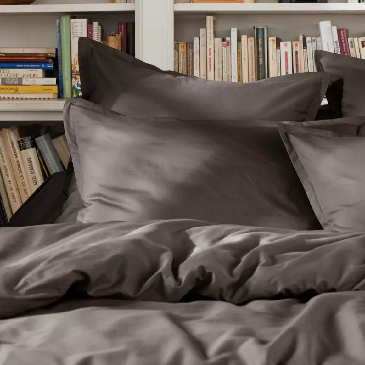 Copripiumino in percalle di cotone (280 x 240 cm) Cali Grigio antracite