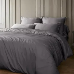 Copripiumino in raso di bambù (260 x 240 cm) Sienna Grigio granito