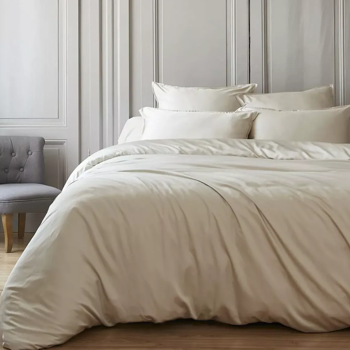 Copripiumino in raso di bambù (200 x 200 cm) Sienna Beige