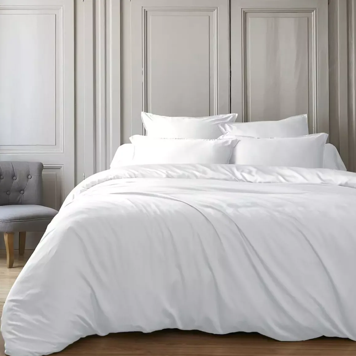 Copripiumino in raso di bambù (240 x 220 cm) Sienna Bianco