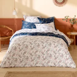 Copripiumino in raso di cotone (200 x 200 cm) Lilou Blu navy