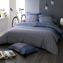 Copripiumino in raso di cotone (240 x 220 cm) Enzo Blu