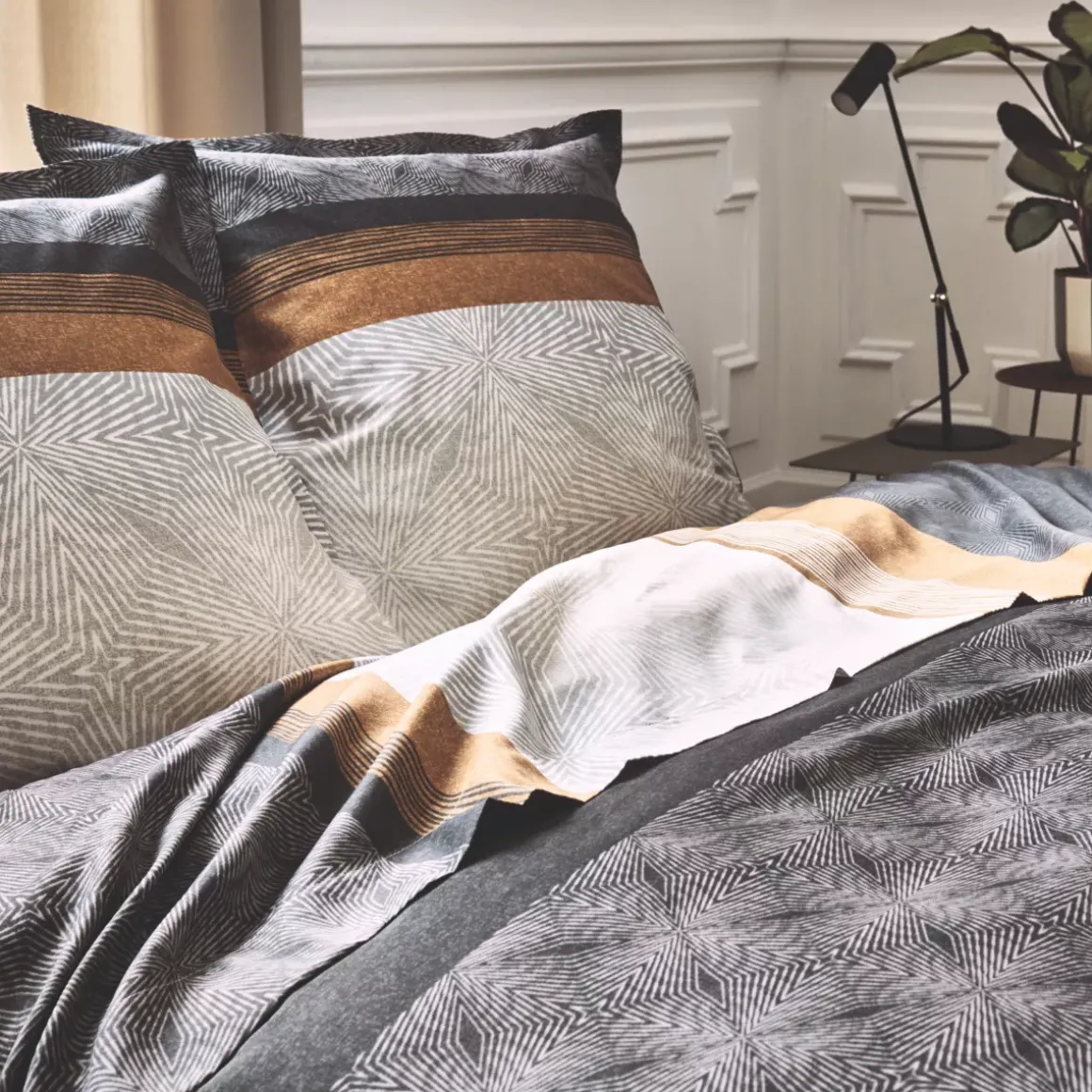 Copripiumino in raso di cotone (260 x 240 cm) Tiago Nero