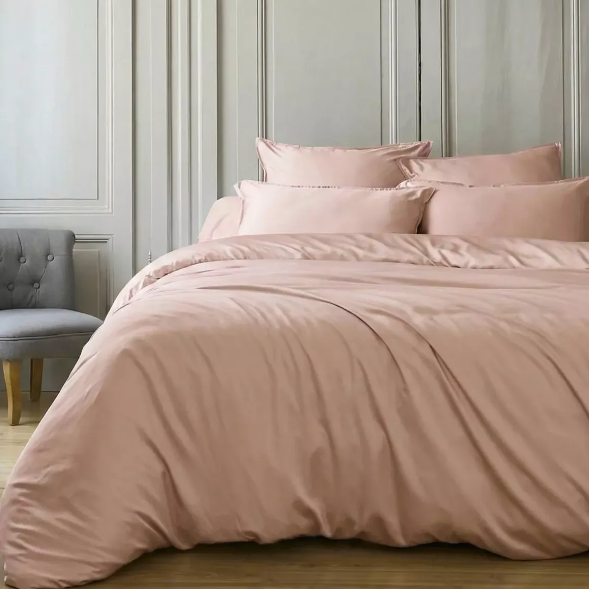 Copripiumino in satin di bambù (260 x 240 cm) Sienna Rose blush