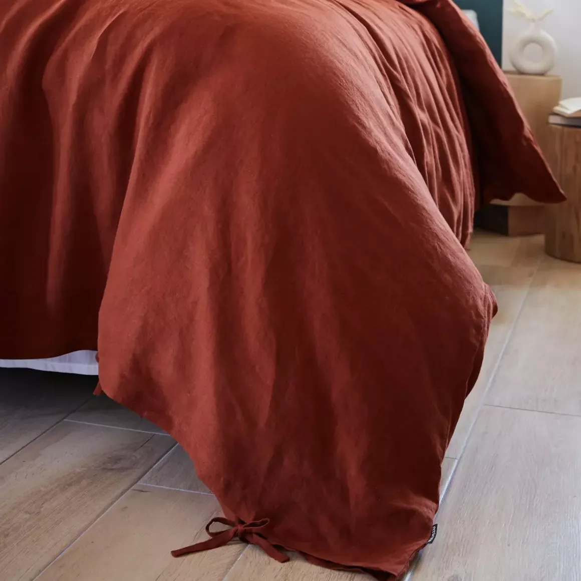 Copripiumino lino lavato (240 cm) Louise Terracotta