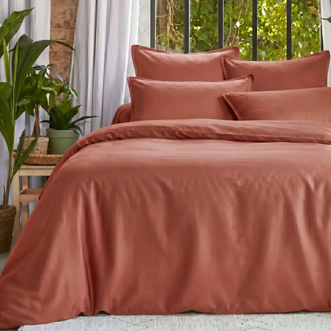 Copripiumino lyocell Tencel™ lavato (200 x 200 cm) Olivia Terracotta
