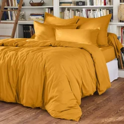 Copripiumino percalle di cotone (240 cm) Cali Giallo senape