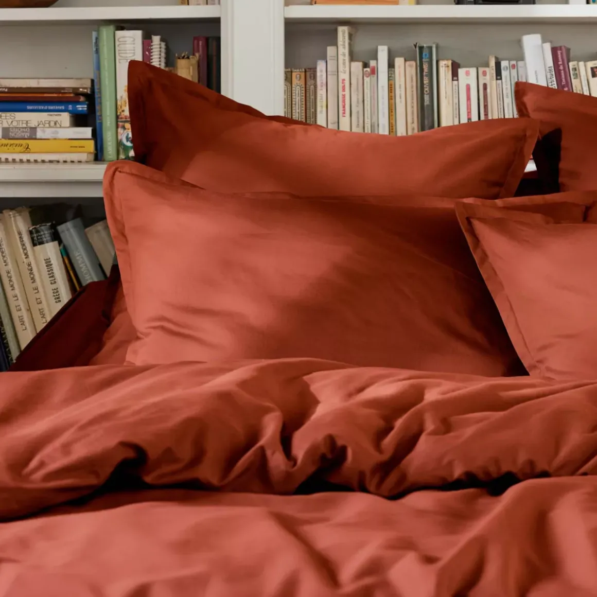 Copripiumino percalle di cotone (260 cm) Cali Terracotta
