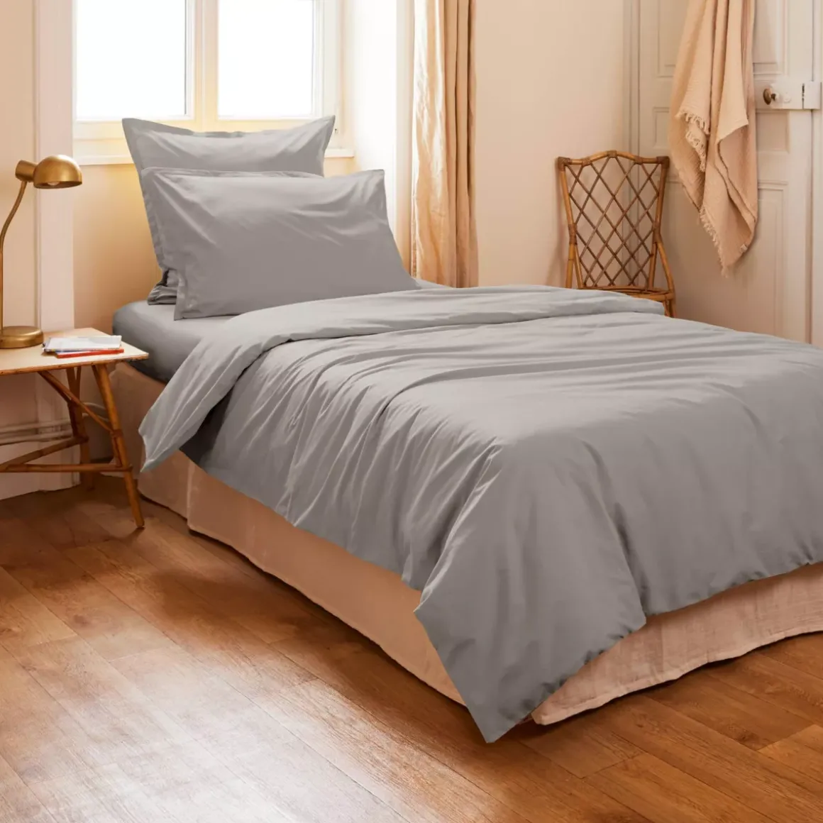 Copripiumino percalle di cotone (140 cm) Cali Grigio chiaro