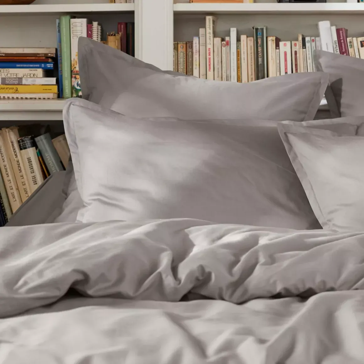 Copripiumino percalle di cotone (140 cm) Cali Grigio chiaro