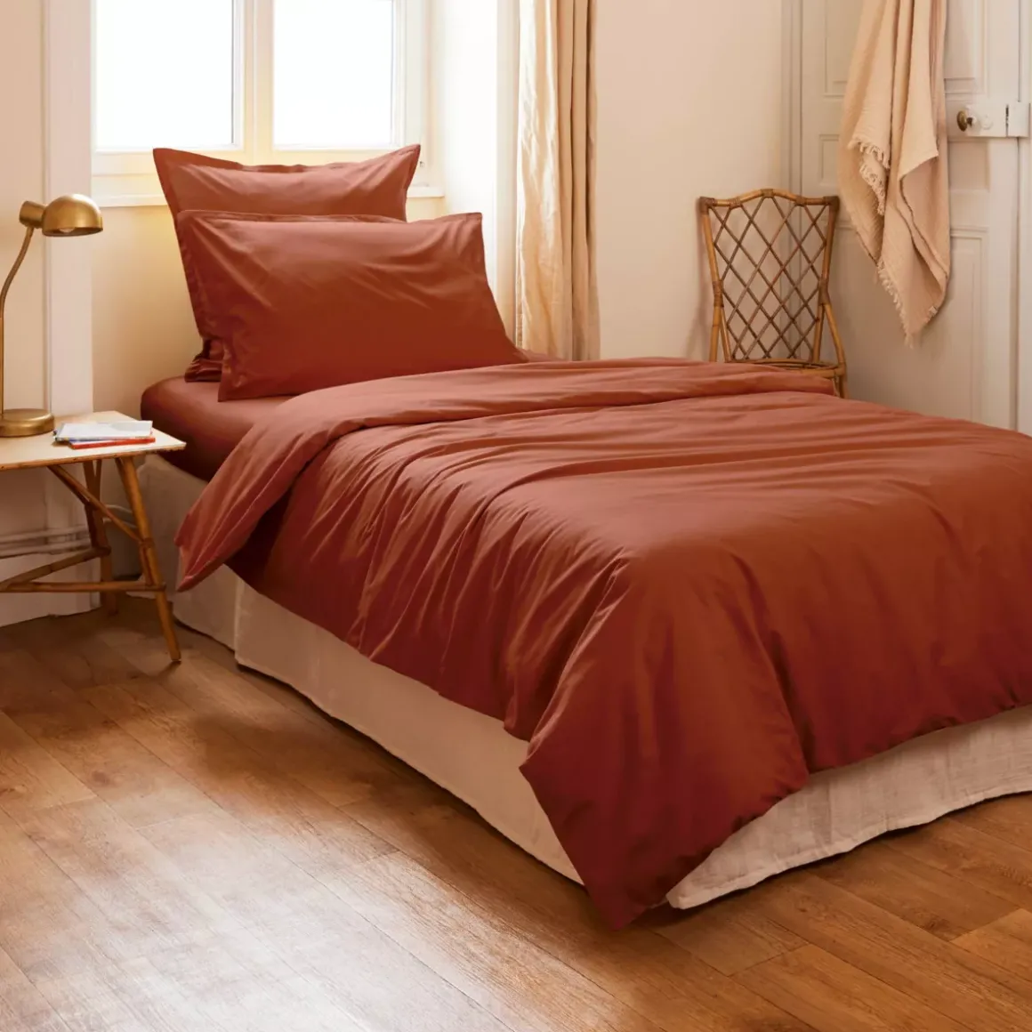 Copripiumino percalle di cotone (140 cm) Cali Terracotta