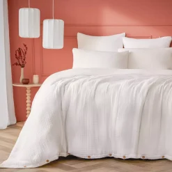 Copripiumino quadrupla garza di cotone (280 x 240 cm) Victoria x Gaïa Bianco Chantilly