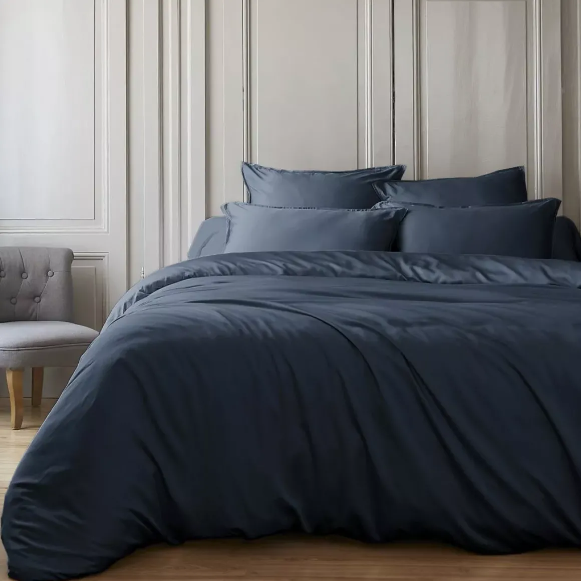 Copripiumino raso di bambù (200 x 200 cm) Sienna Blu notte
