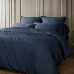 Copripiumino raso di bambù (140 x 200 cm) Sienna Blu notte