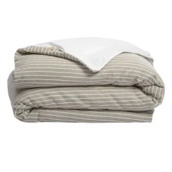 Copripiumino reversibile in cotone texturizzato e percale (140 x 200 cm) Alice Ecru